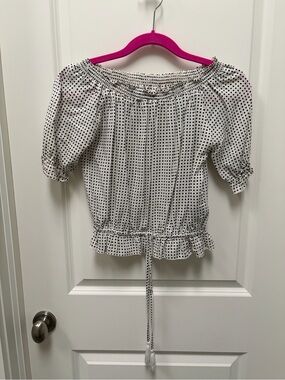Auguste The Label White Polka Dot Off-Shoulder Top